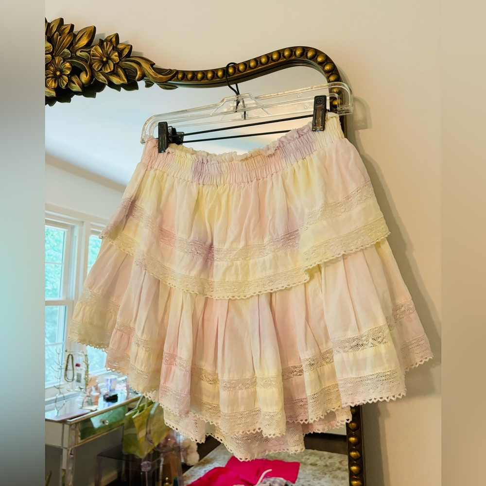 LoveShackFancy Ruffle Mini Skirt in Cotton Candy